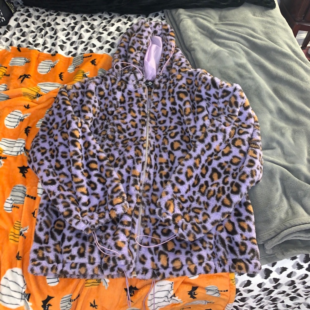 Purple Fur Leopard Jacket